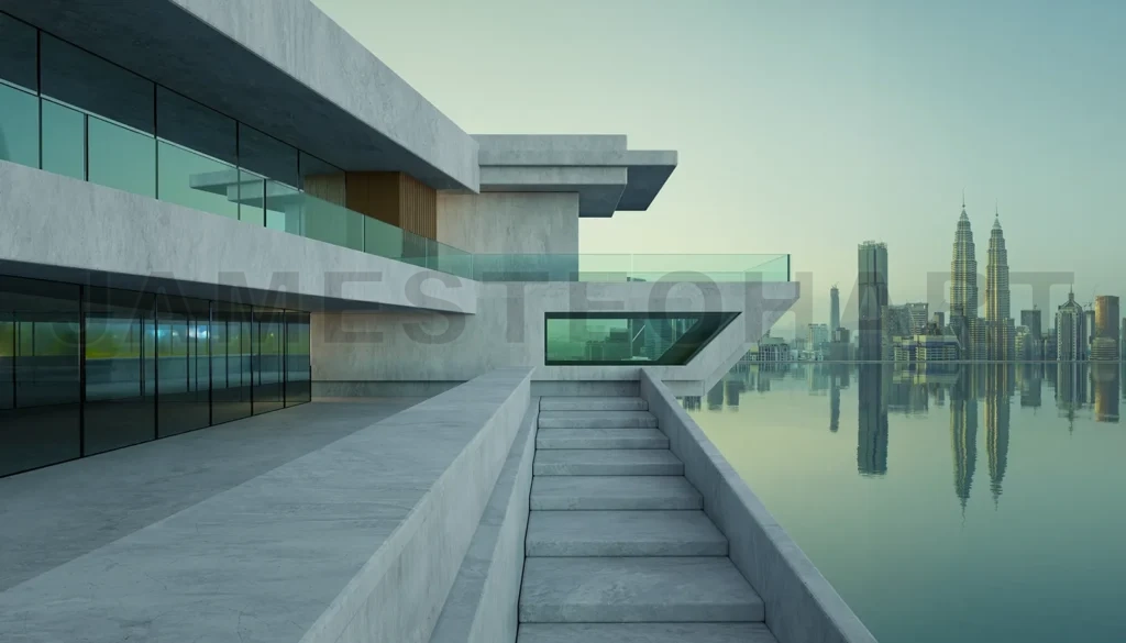 
3D rendering contemporary square shape design modern Architectur