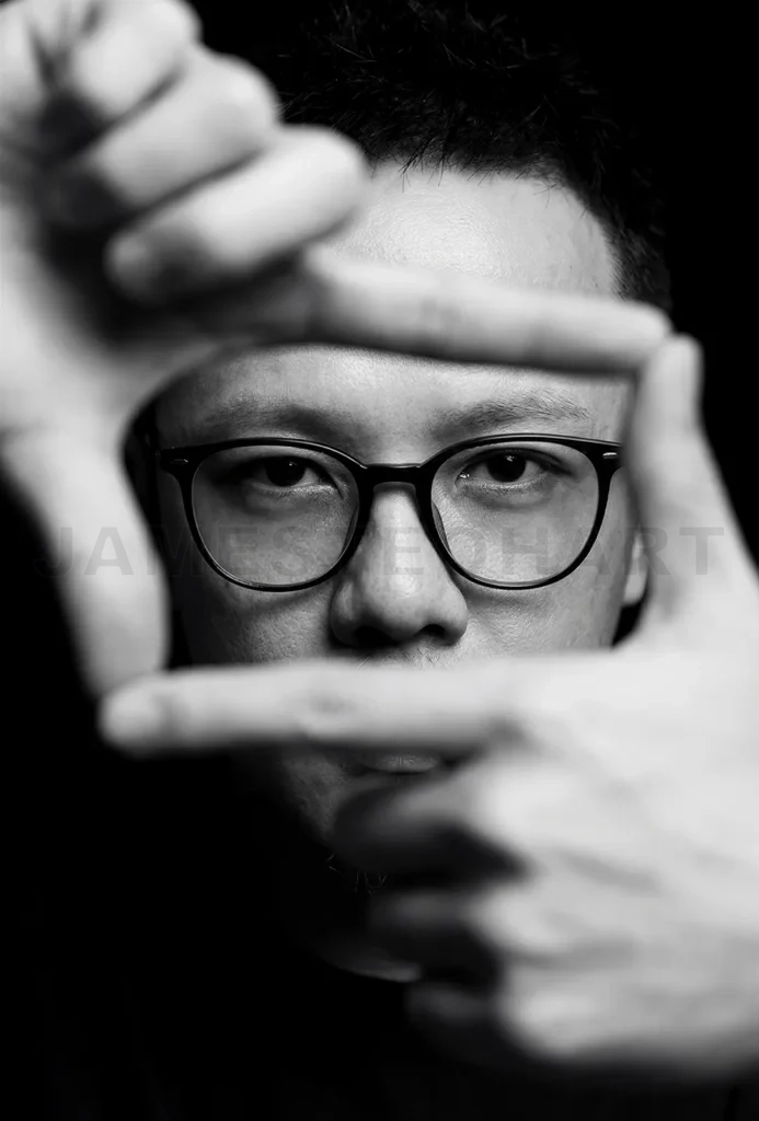 
Man framing hands forming a focused perspective