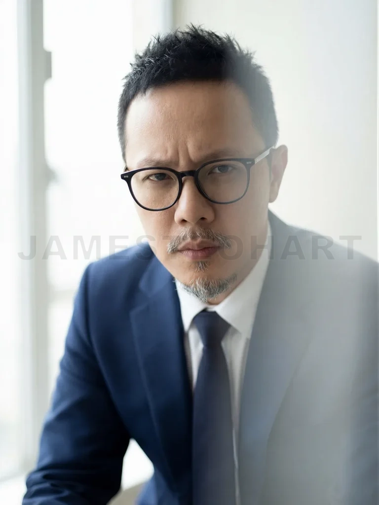 
Serious asian businessman portrait with glasses
