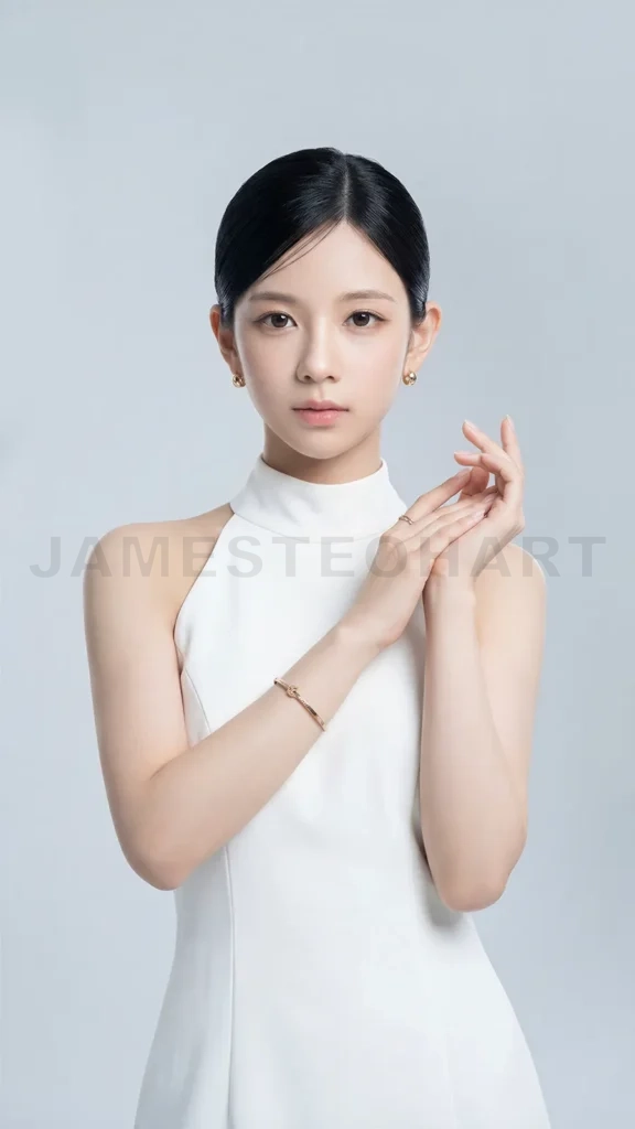 
Young woman posing elegant fashion studio portrait