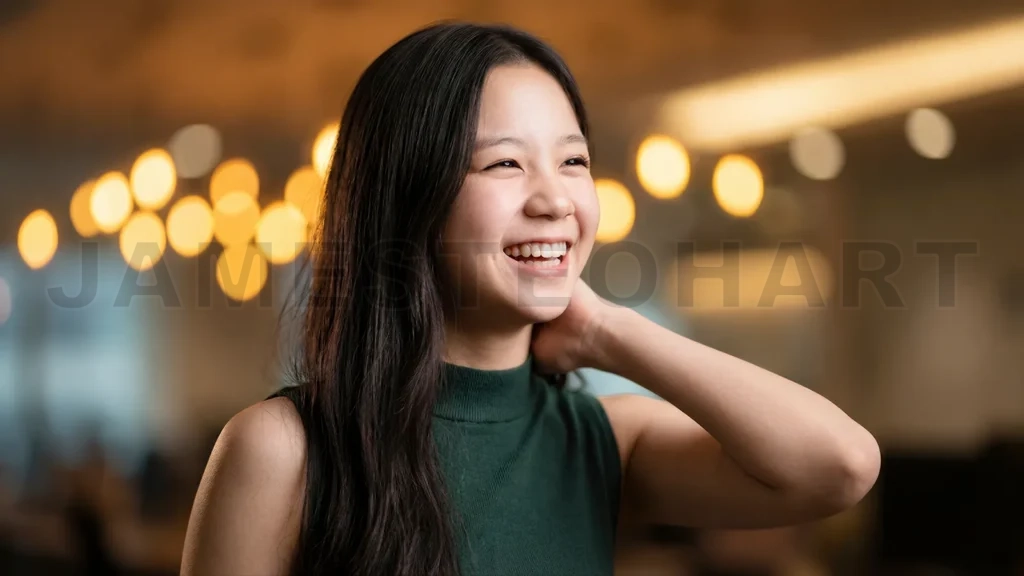 
Beautiful Asian Woman Bokeh Outdoor Portrait