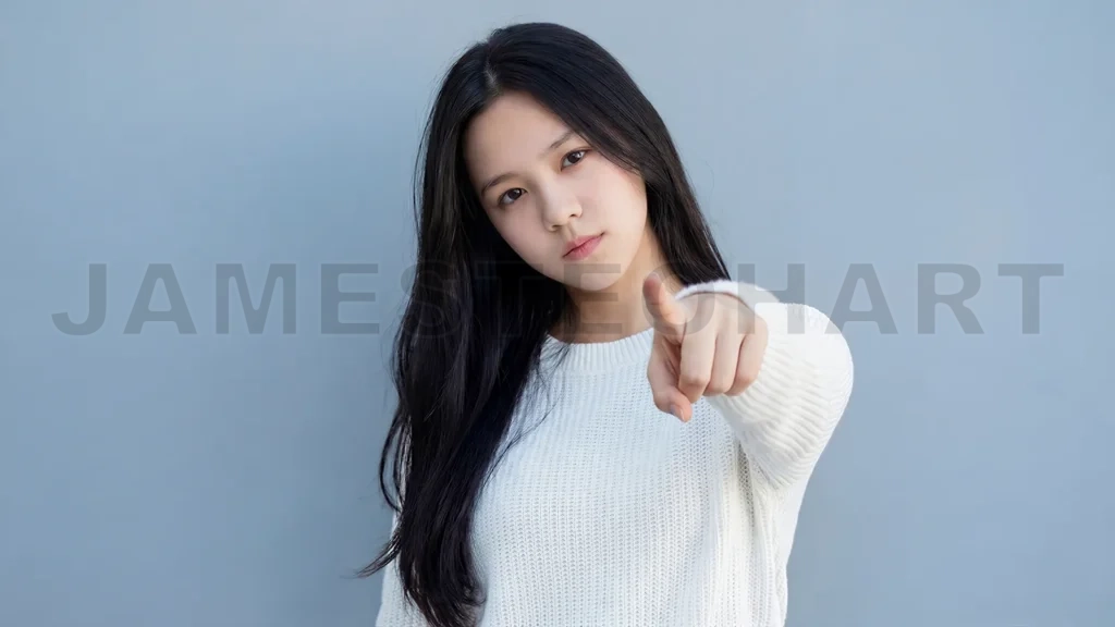 
Asian Woman Pointing Finger Accusation Gesture