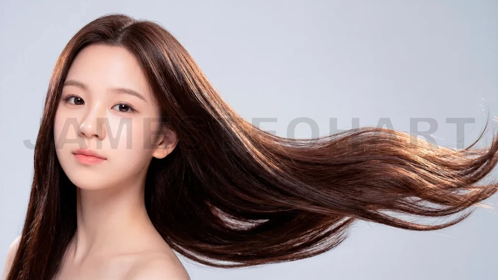 
Beautiful Asian Woman Brown Background Bare Shoulder