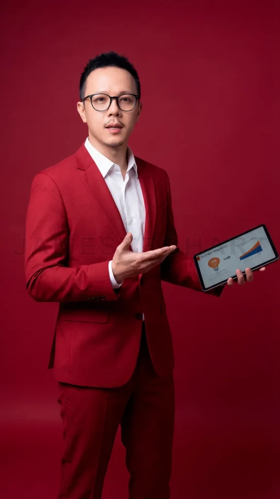 
Businessman presenting business analysis data on a tablet