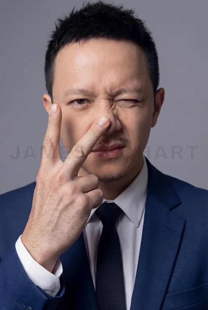 
Businessman winking making funny face with fingers