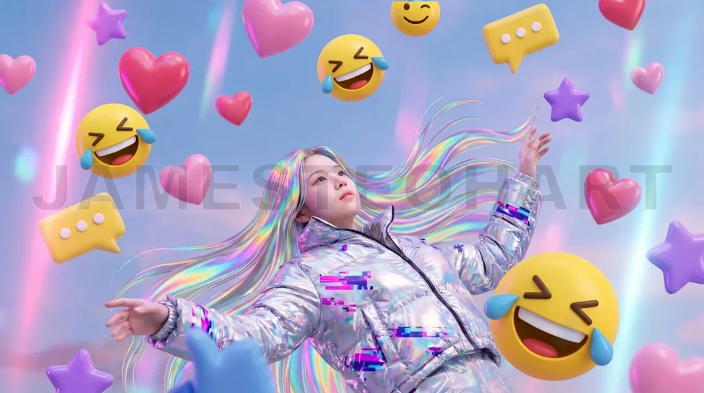 
3D Abstract Colorful Social Media Connectivity Art