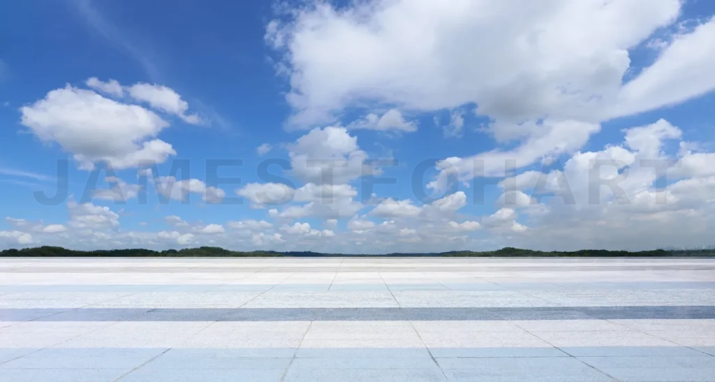
Empty square ground with blue sky and clouds background