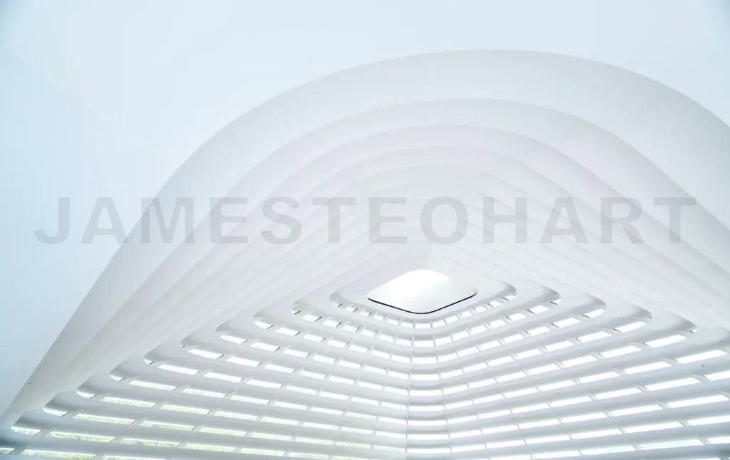 
Modern white architecture ceiling design with skylight window