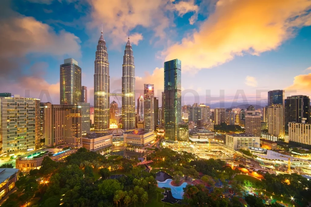 
Beautiful Kuala Lumpur City Skyline With Dramatic Sky , Twilight Scene