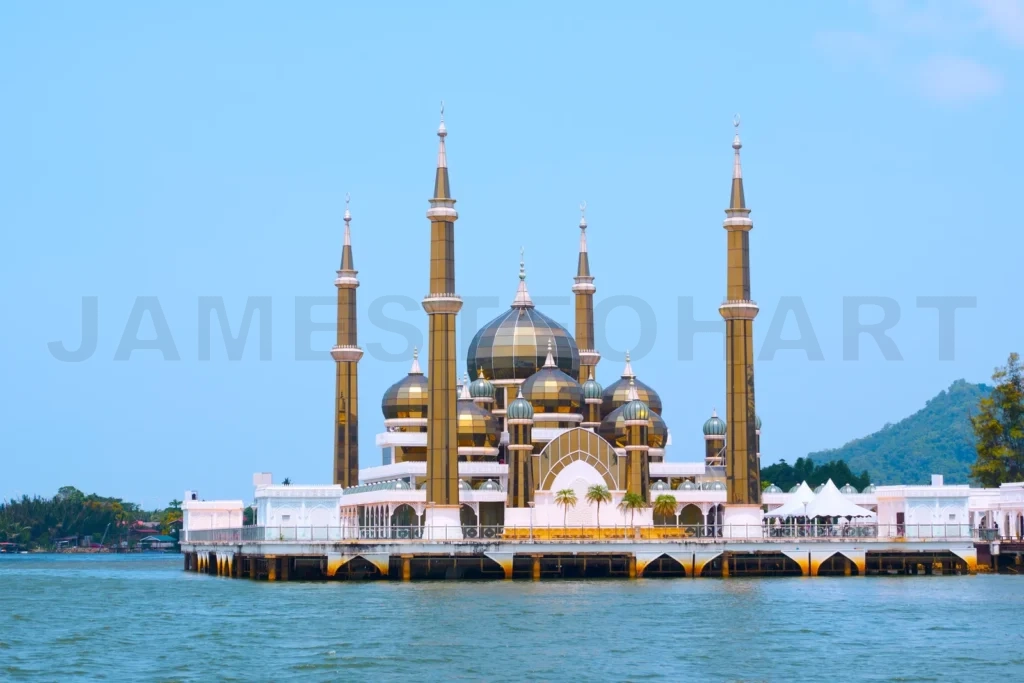 
Crystal mosque standing on water in terengganu, malaysia