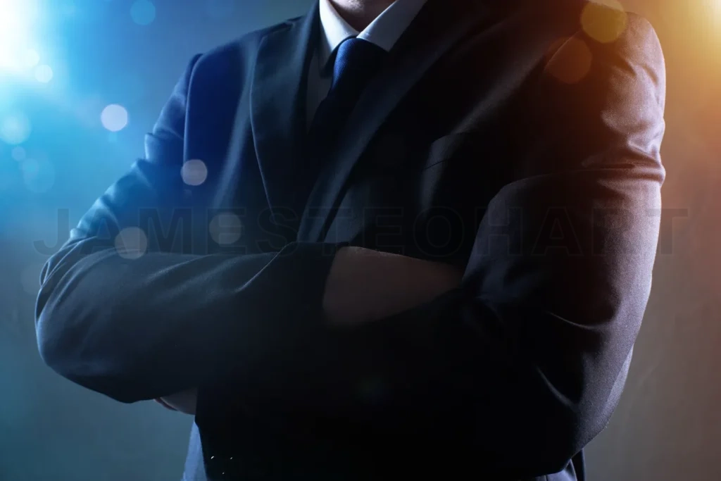 
Closeup Business Man With Crossed Arms With Bokeh And Light Flare Effect Apply