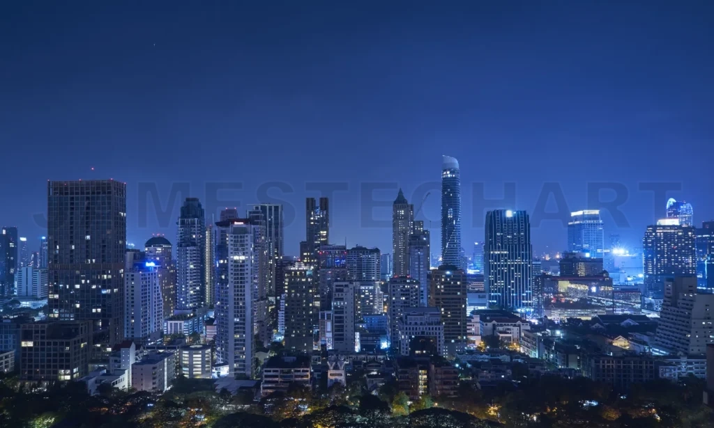 
Bangkok city night skyline illuminating urban landscape