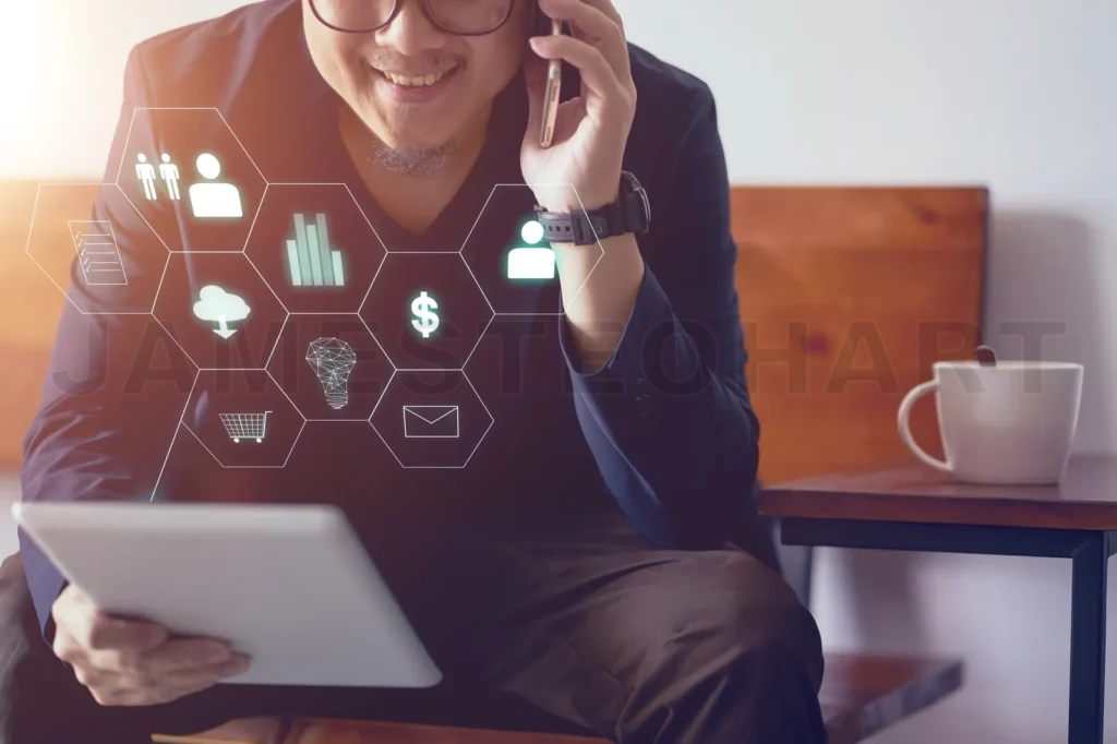 
Man Holding Digital Tablet Making Online Shopping And Banking Payment