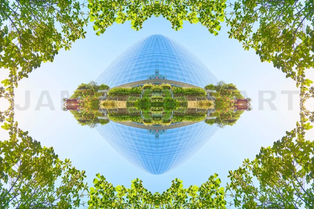 
Abstract Images Flip Effect Of Contemporary Futuristic Green Skyscraper