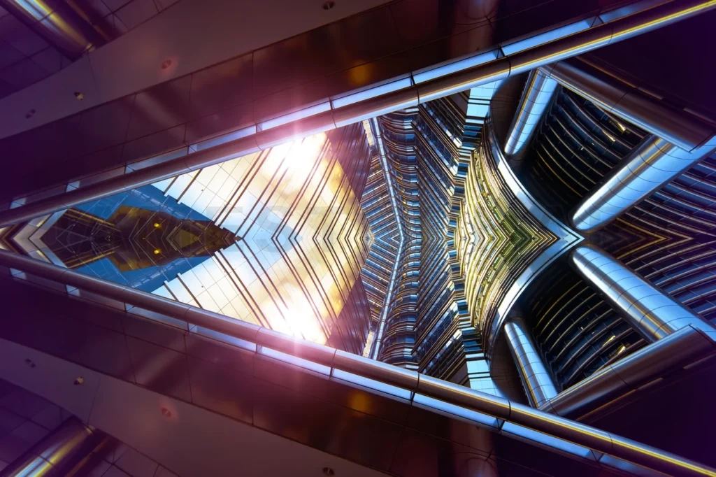 
Abstract Images Flip Effect Of Contemporary Steel  Skyscraper