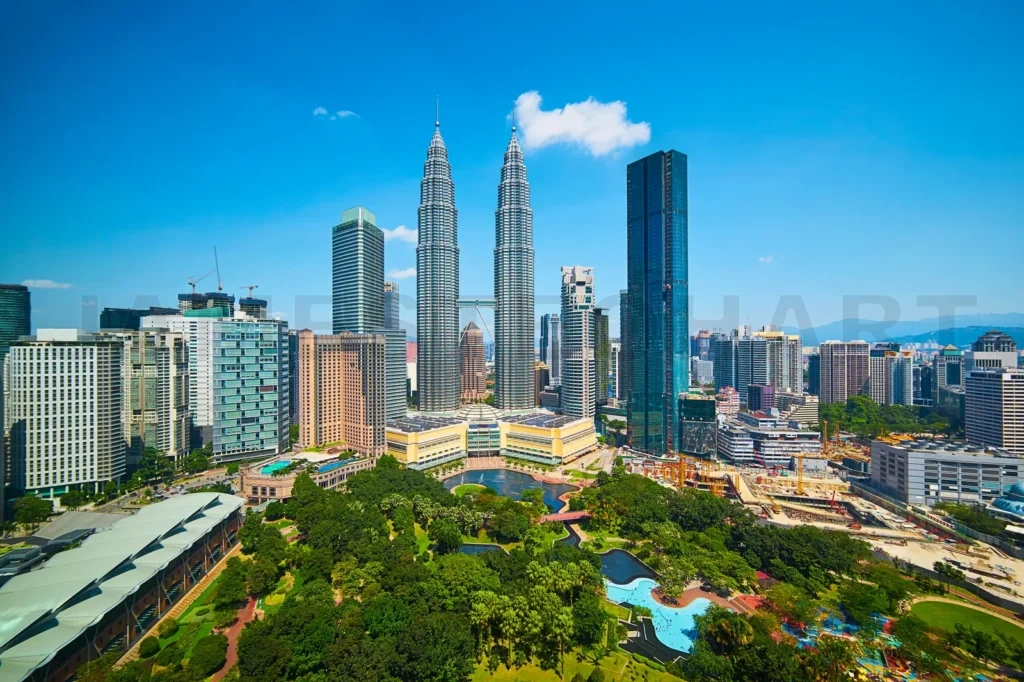
Landscape Of Kuala Lumpur Skyline, Cleary Blue And Little White Cloud Sky , Malaysia
