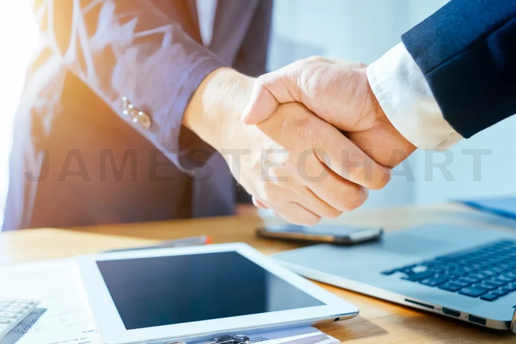 
Close Up Of Two Businessmen Shaking Hands When Finishing Up A Meeting