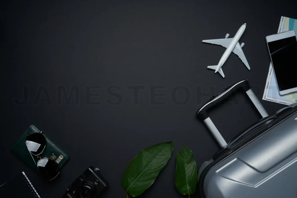 
Preparing for travel with passport, luggage, and airplane model