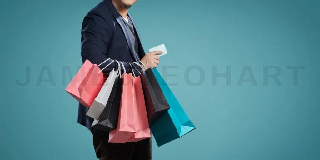 
Shopper with colorful bags and credit card