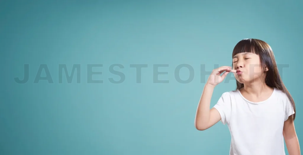 
Panorama Portrait Of Asian Little Happy Girl With Good Taste Chocolate