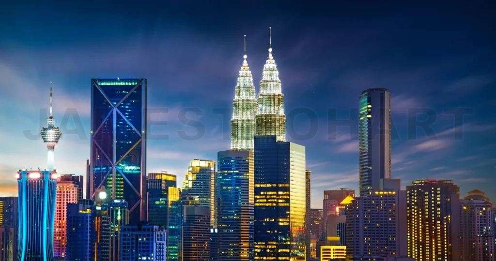 
Kuala Lumpur City Skyline With Urban Skyscrapers At Sunset