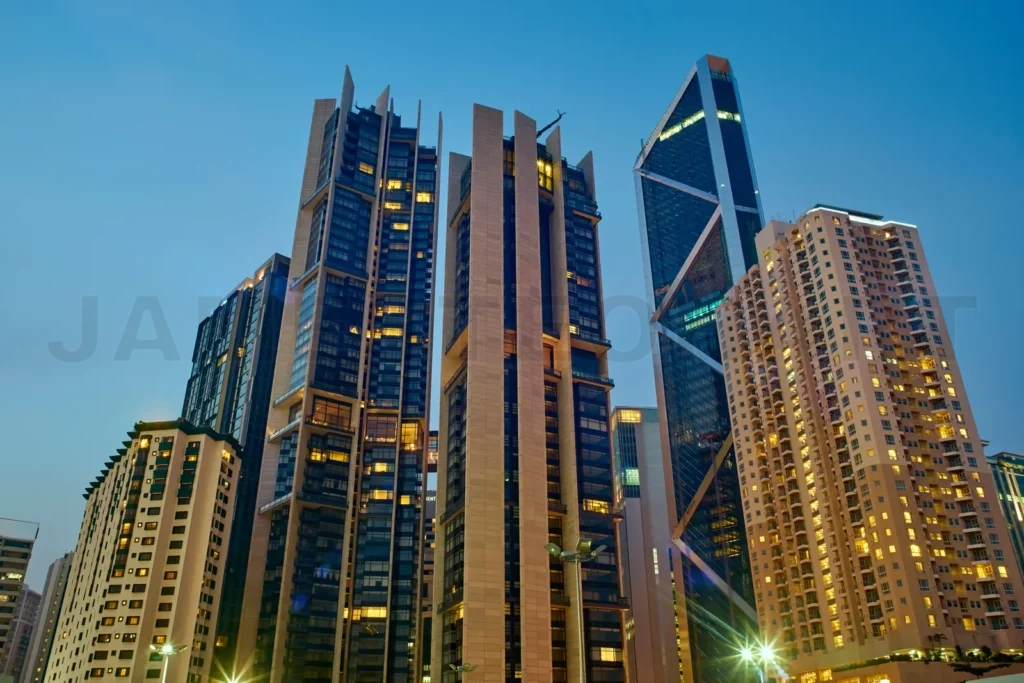 
Modern city skyline at twilight