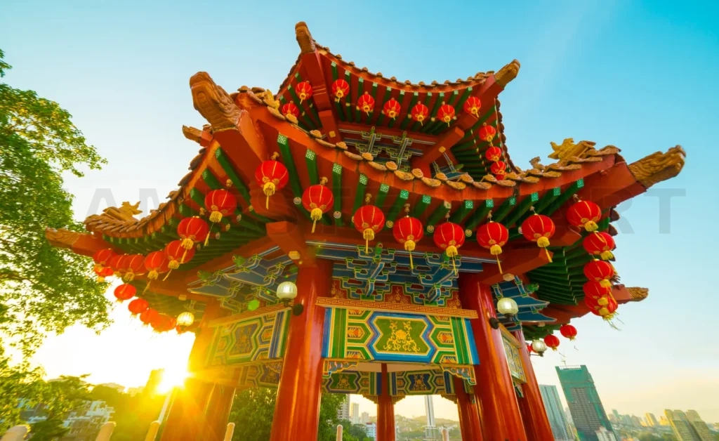 
Red Lanterns Decorations At Thean Hou Temple In Kuala Lumpur, This Is In Preparation For The Coming Chinese New Year
