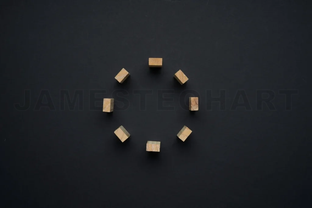 
Wooden blocks forming a circle on dark background