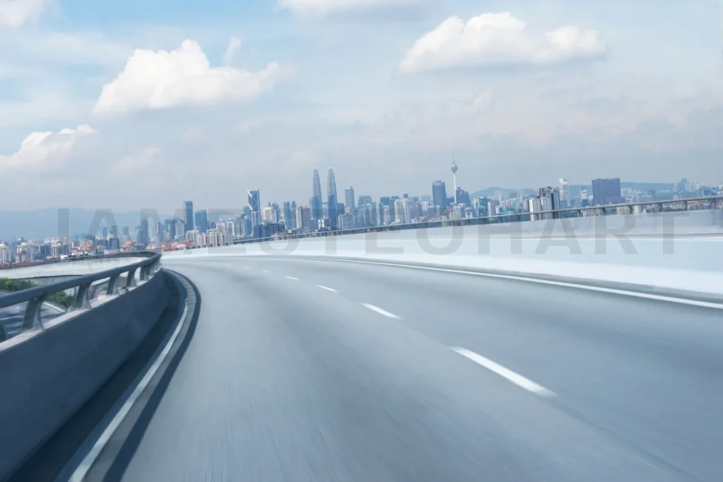
Highway Overpass Motion Blur With City Background