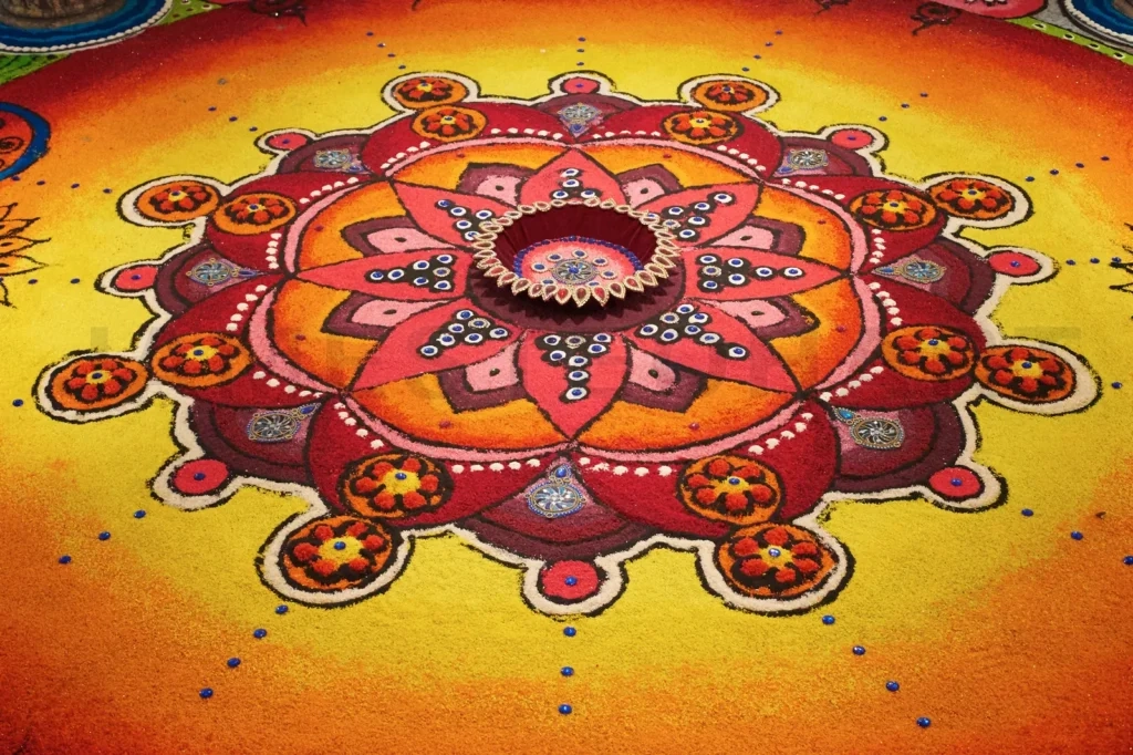 
Deepak With Colourful Rangoli