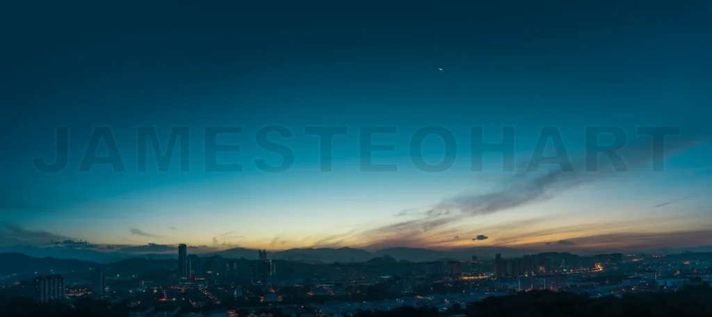 
Beautiful Natural Sunrise  Over Silhouettes City Skyline