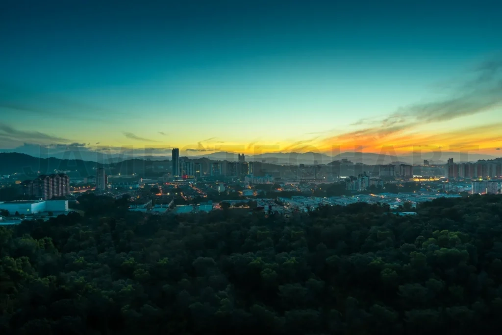
Beautiful Natural Sunrise  Over Silhouettes City Skyline