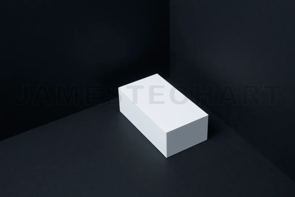 
White rectangular box on a dark black background