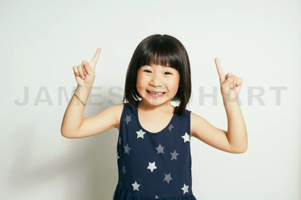
Cute Little Girl With Index Finger Up
