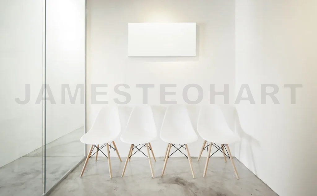 
Empty Office Room, Glass Window To The Left