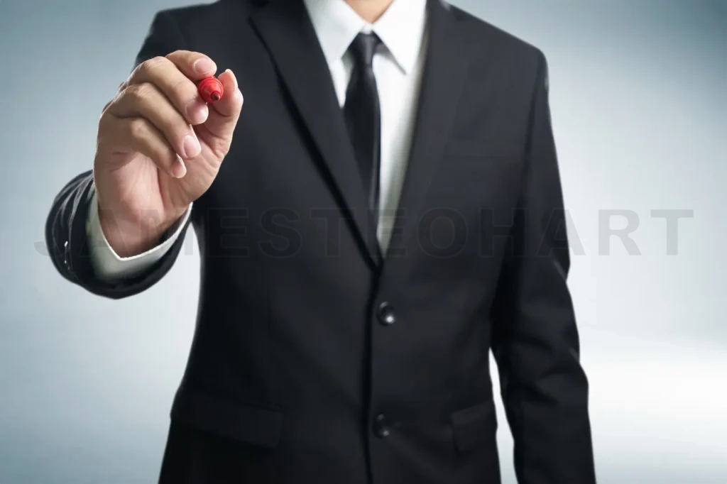 
Businessman Writing, Drawing On Blank Space