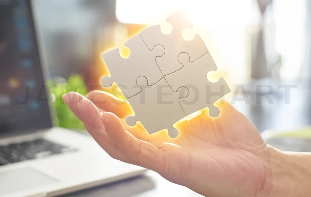 
Close Up hand held jigsaw puzzle with sunlight affect