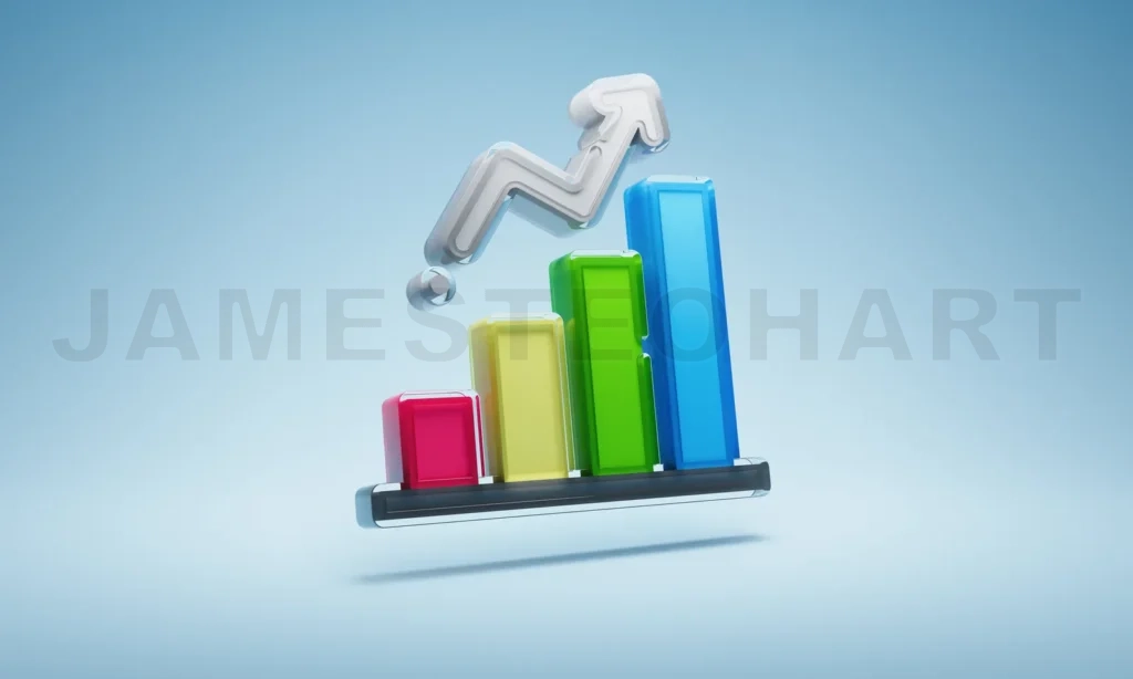 
3d rendering glossy design simple growth chart sign