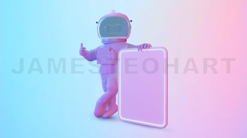 
3d rendering Astronaut holding billboard saying good