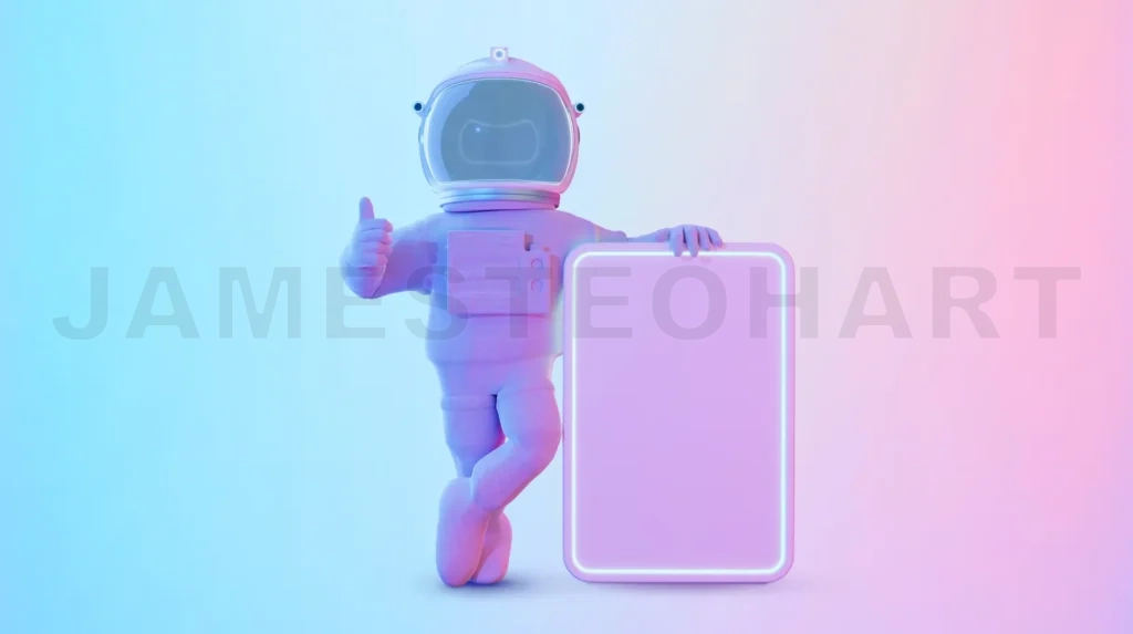 
3d rendering Astronaut holding billboard saying good