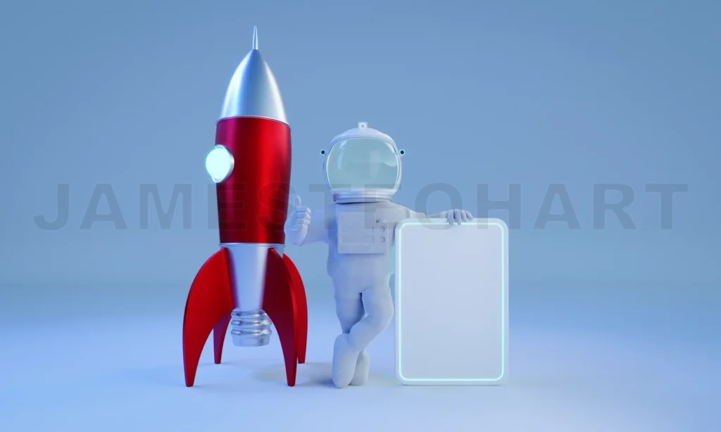
3d rendering Astronaut holding billboard saying good
