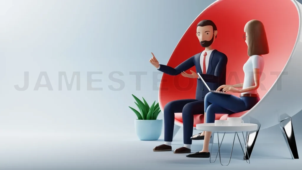 
3d render business meeting interview concept