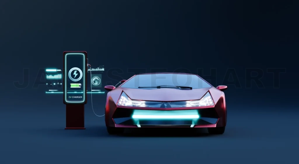 
EV Car charging with modern UI control information display charg