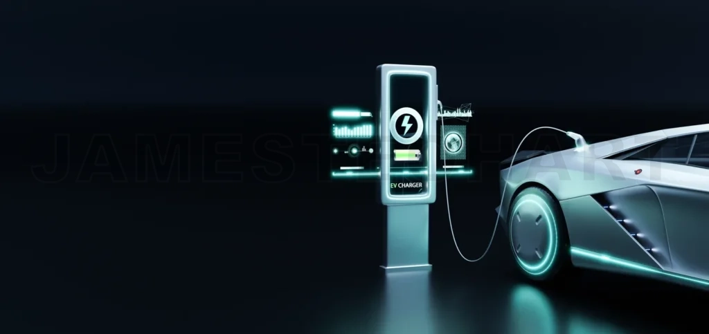 
EV Car charging with modern UI control information display charg