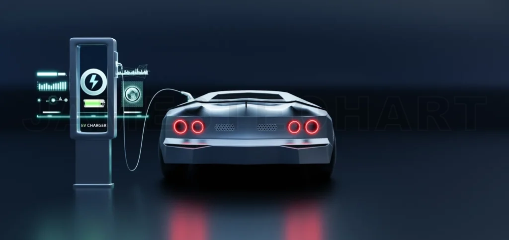 
EV Car charging with modern UI control information display charg