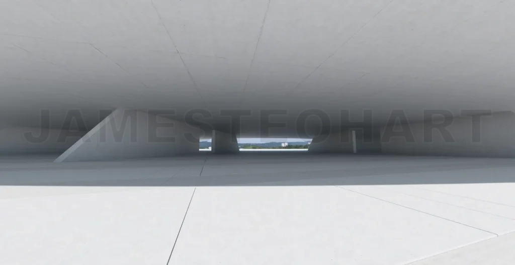 
3d rendering modern empty concrete building exterior with city view