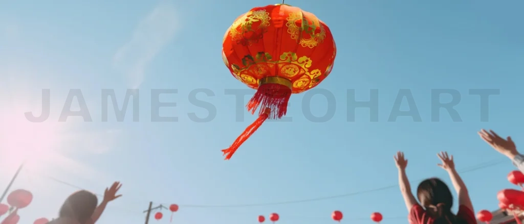 
Chinese new year red lantern in china village area