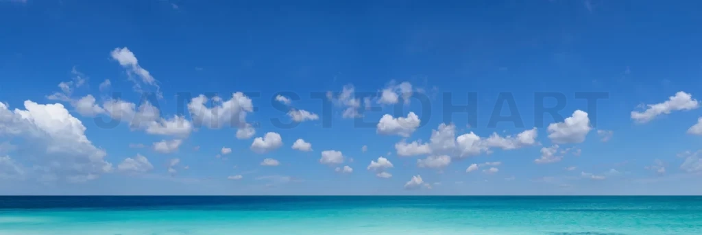
Panoramic view of tropical ocean and cloudscape on sunny day