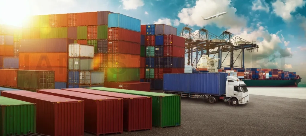 
Global logistics network showing cargo shipping port