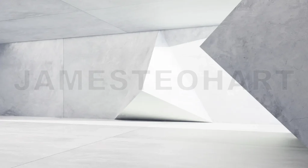 
Modern concrete architecture with abstract geometric shapes